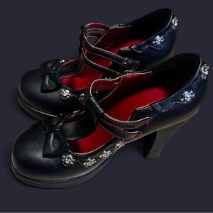 Demonia Crypto-06 Black Skull Mary Jane Heels
